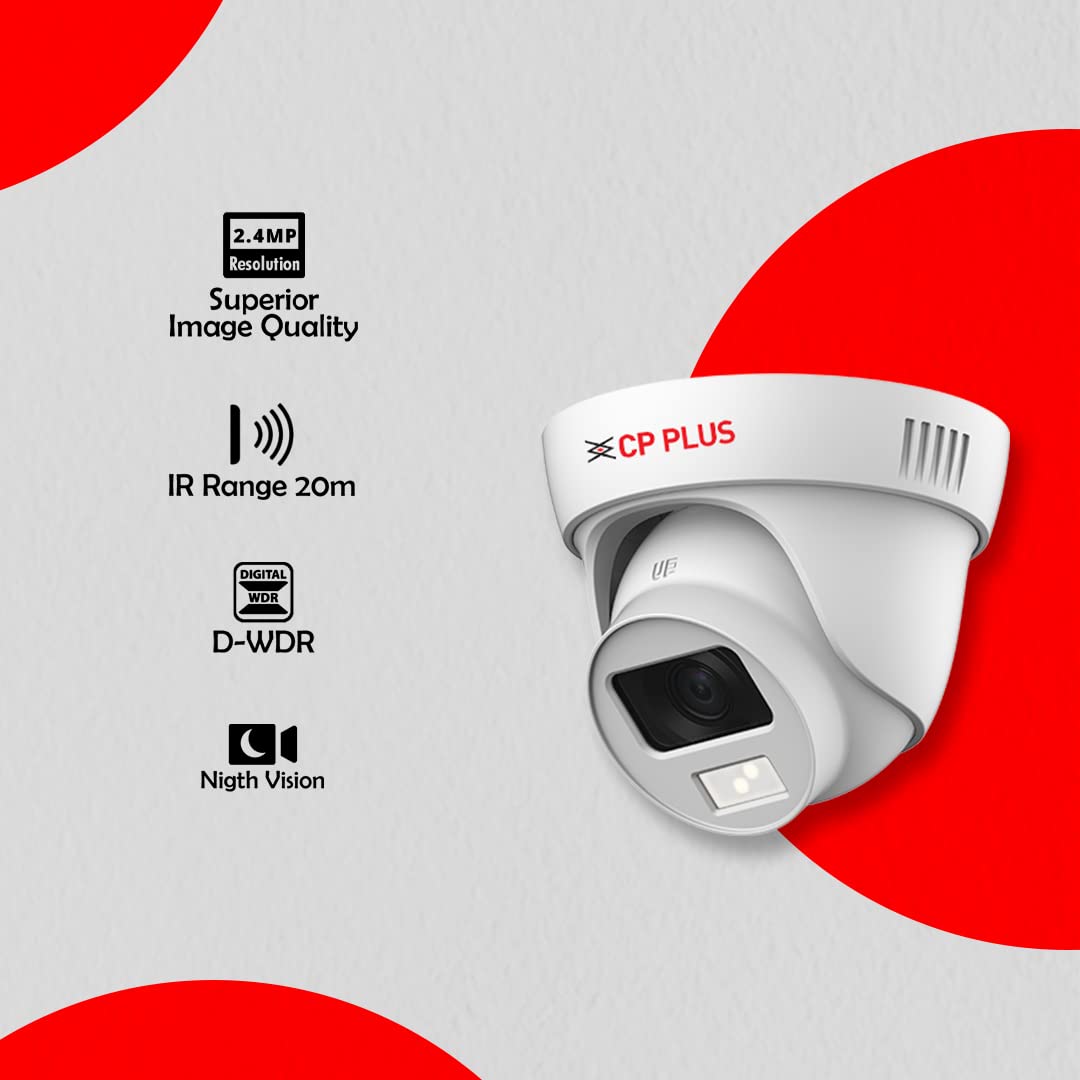 π CP Plus 2.4MP Full-Color Guard+ Dome CCTV Camera (CP-GPC-DA24PL2C-SE)