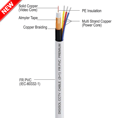 DIGISOL CCTV 3+1  Standard Cable, 90mtrs – DGC-CC3S4F