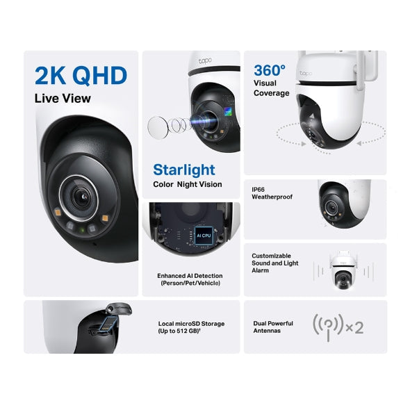 π₯ Tapo C520WS β Outdoor Pan/Tilt Smart Wi-Fi Security Camera | 2K QHD + Full-Color Night Vision