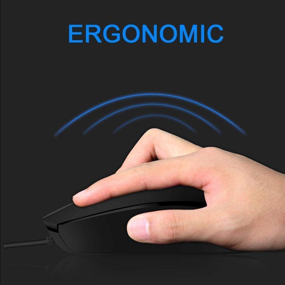 HP M10 Wired USB Mouse with 3 Buttons High Definition 1000DPI ,PC Mac Laptop(240J6AA), Black