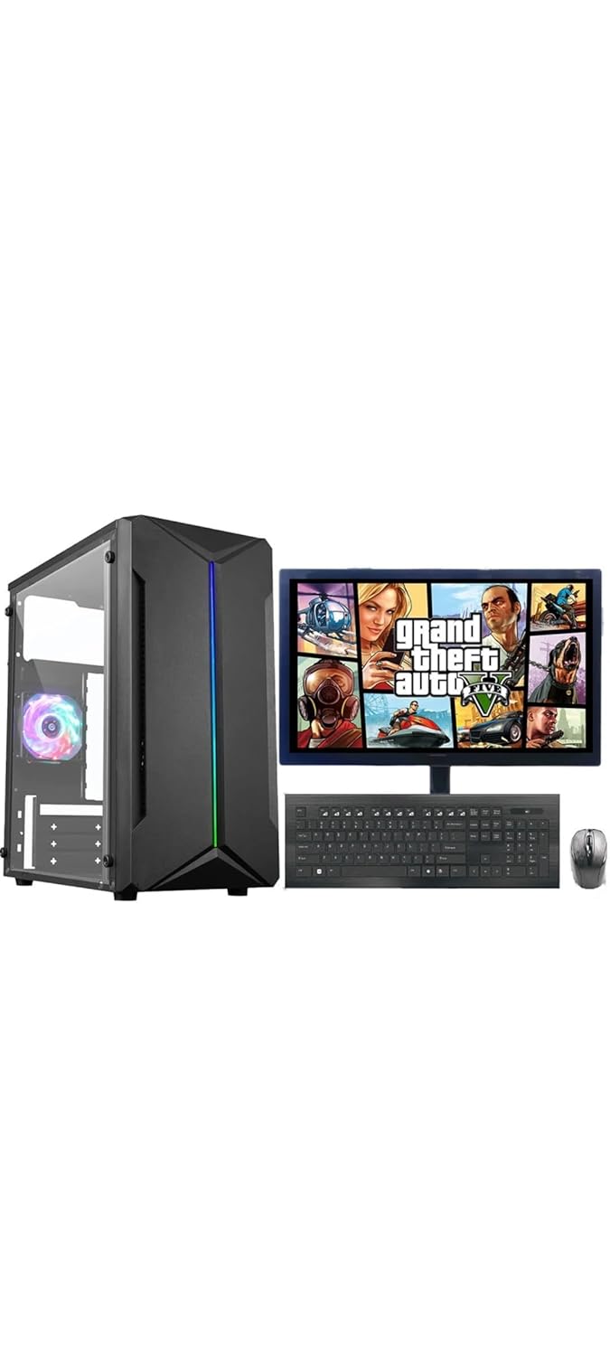 Core i5 (8 gb RAM, 256 GB SSD) Desktop Computer Set with RGB Case, (19-inch Monitor), Keyboard and Mouse, WiFi and Bluetooth