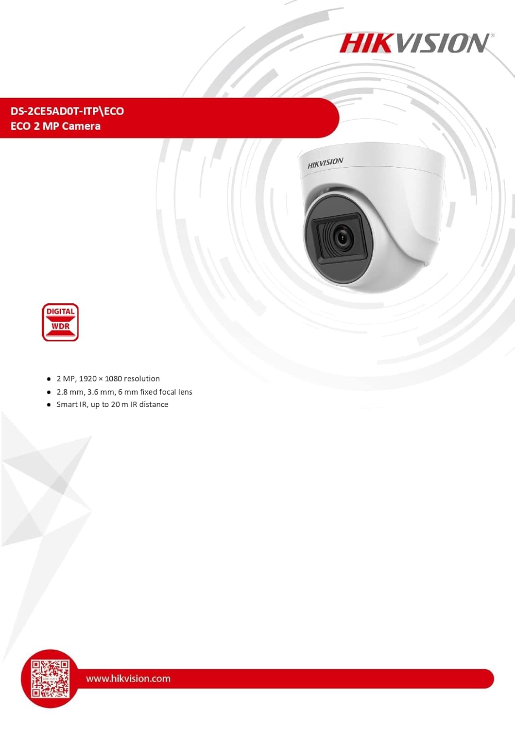 Hikvision 2MP HD Dome DS-2CE5AD0T-ITP/ECO