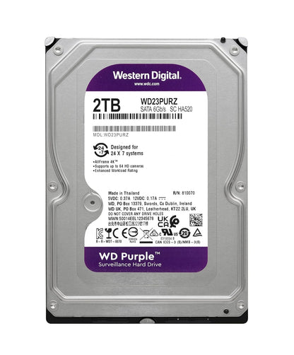 WD Purple 2TB SATA Surveillance Hard Drive | 24x7 Recording | CCTV DVR/NVR Ready