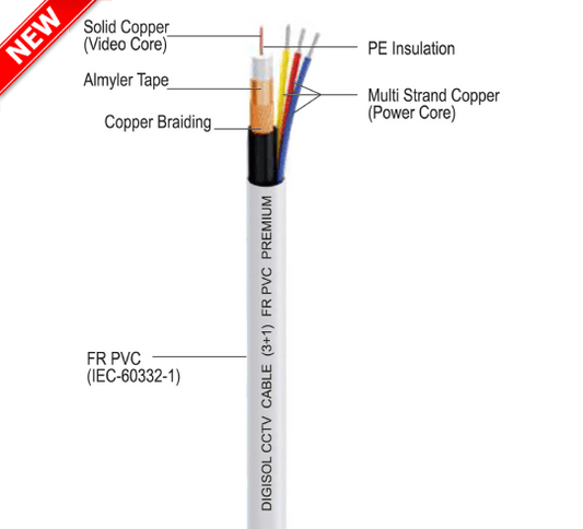 DIGISOL CCTV 3+1  Standard Cable, 90mtrs – DGC-CC3S4F