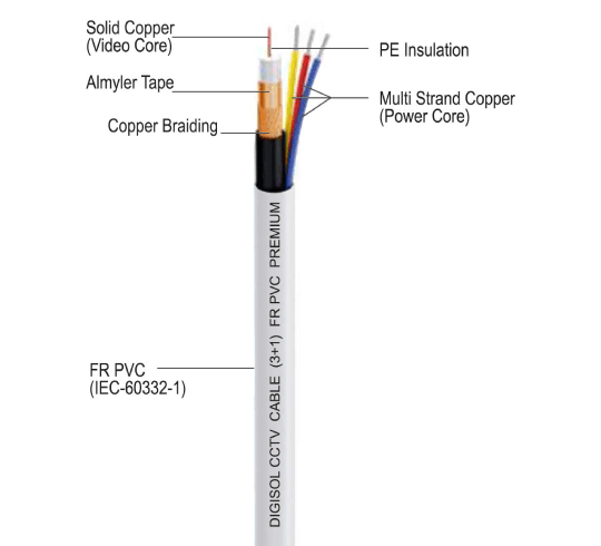 DIGISOL CCTV 3+1  Standard Cable, 90mtrs – DGC-CC3S4F